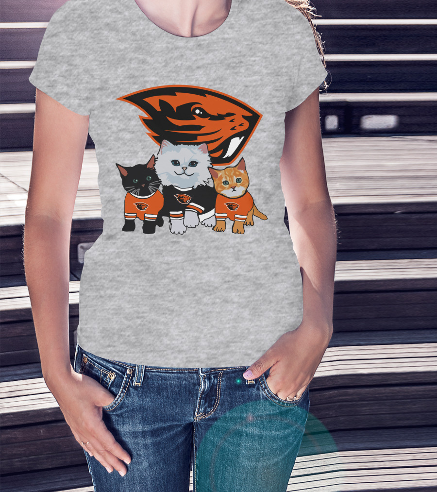 Oregon State Beavers Cats In Team Jerseys T-Shirt