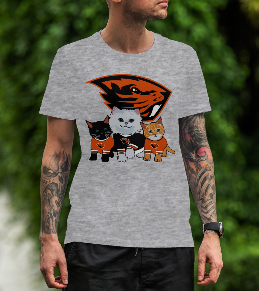 Oregon State Beavers Cats In Team Jerseys T-Shirt