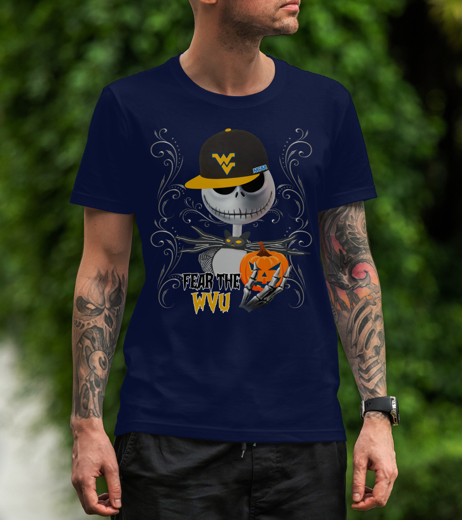 Fear The WVU Mountaineers Halloween Jack Skellington T-Shirt
