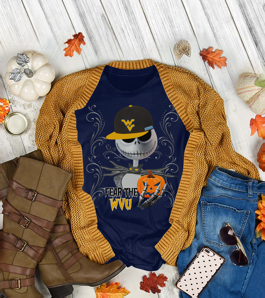 Fear The WVU Mountaineers Halloween Jack Skellington T-Shirt