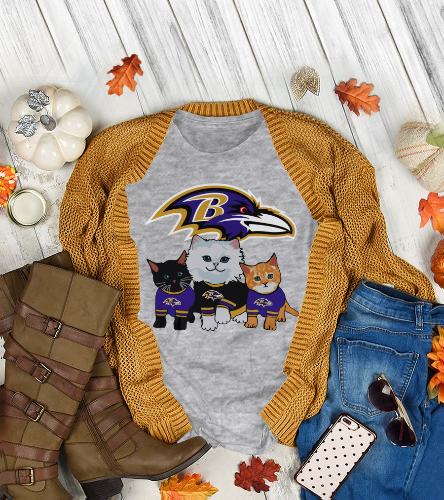 Baltimore Ravens Cats in Team Jerseys T-Shirt