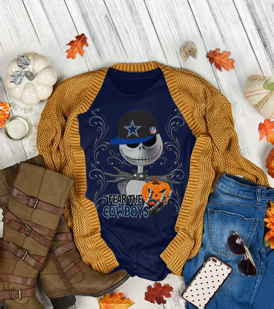 Fear the Cowboys Halloween NFL Jack Skellington Pumpkin Dallas Star T-Shirt
