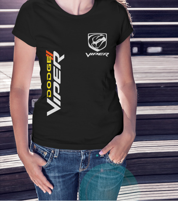 Dodge Viper Vertical Logo And Iconic Snake Emblem T-Shirt
