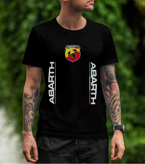Abarth Scorpion Logo With Italian Tricolor Stripes T-Shirt