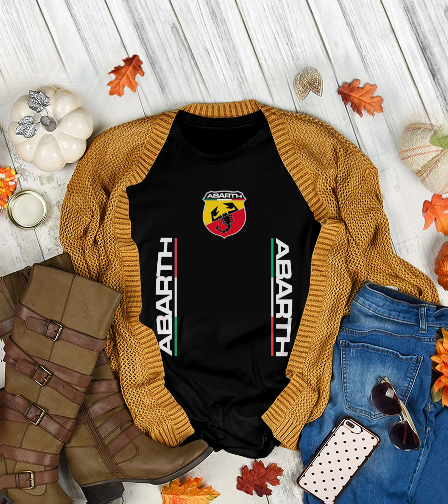 Abarth Scorpion Logo with Italian Tricolor Stripes T-Shirt
