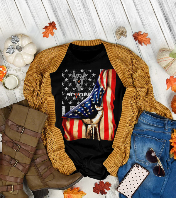 Spyder Spider Logo American Flag Hand Grasping T-Shirt