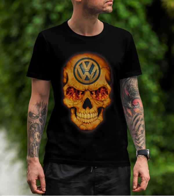 VOLKWAGEN Skull Flaming Eyes T-Shirt