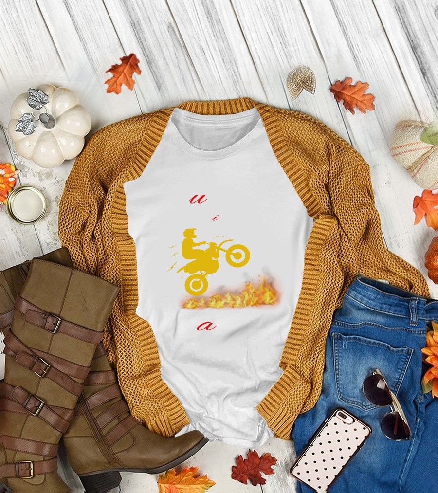 Burning With Passion Motorcycle Wheelie Flames T-Shirt