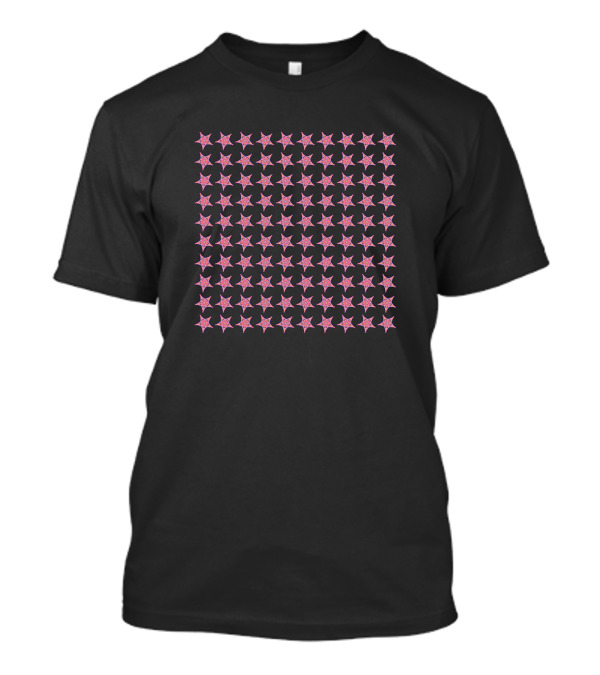 Neon Red Stars Pattern Block T-Shirt