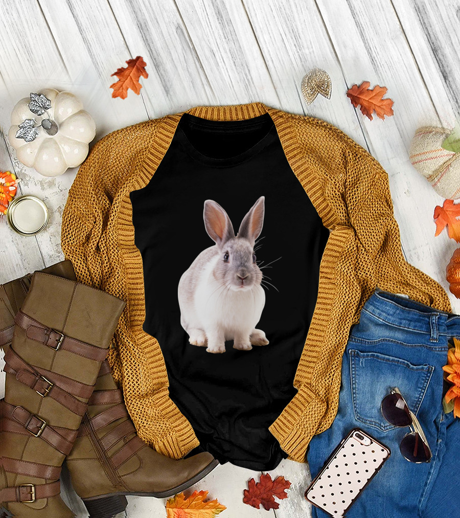 Pet Rabbit White Gray Color T-Shirt
