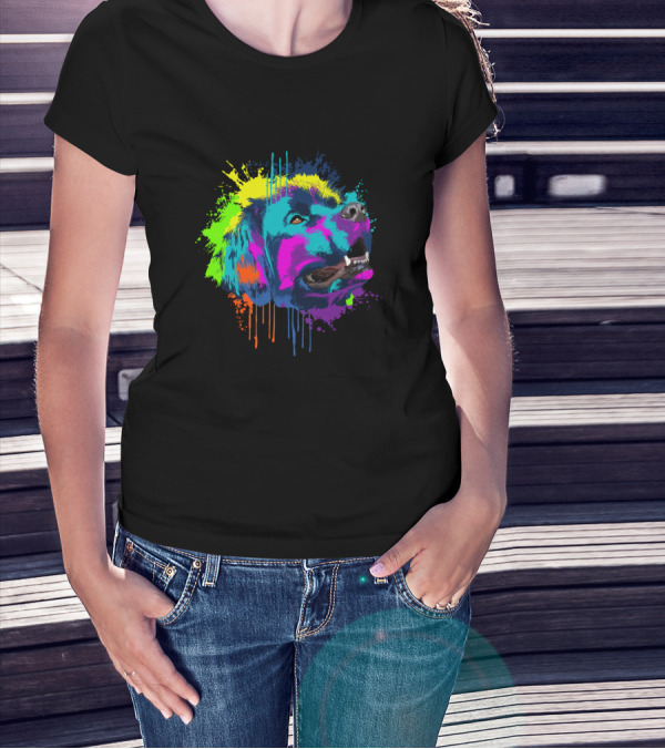 Newfoundland Dog Vibrant Splash Art Colorful T-Shirt