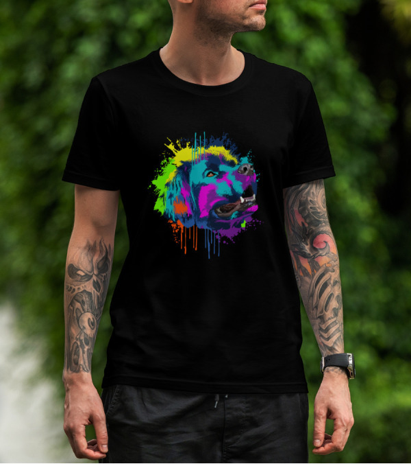Newfoundland Dog Vibrant Splash Art Colorful T-Shirt