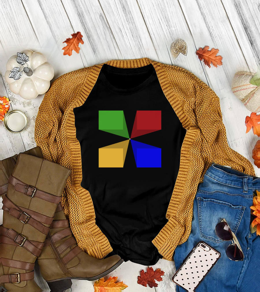 3D Green Red Yellow Blue Cube T-Shirt