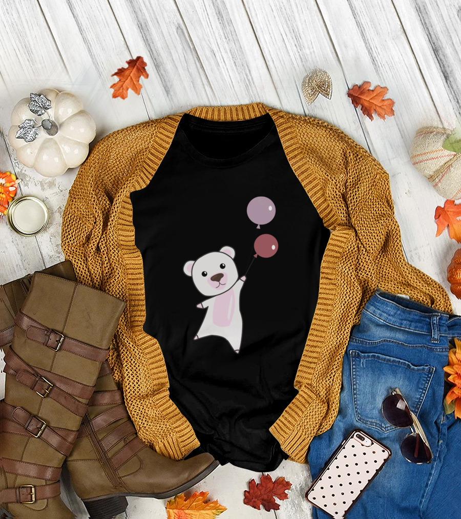 Polar Bear Little Bear Teddy Balloons Upwards T-Shirt