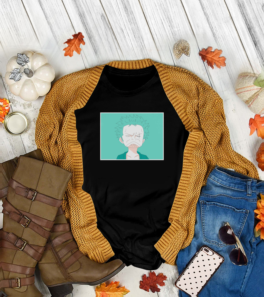 Zoro Grumpy Expression Manga Style Roronoa Character T-Shirt