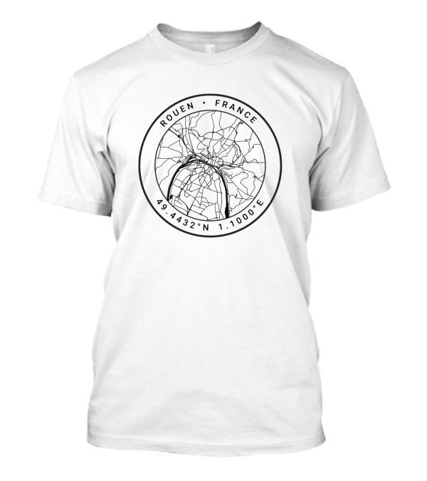 Rouen France Map 49.4432°N 1.1000°E T-Shirt