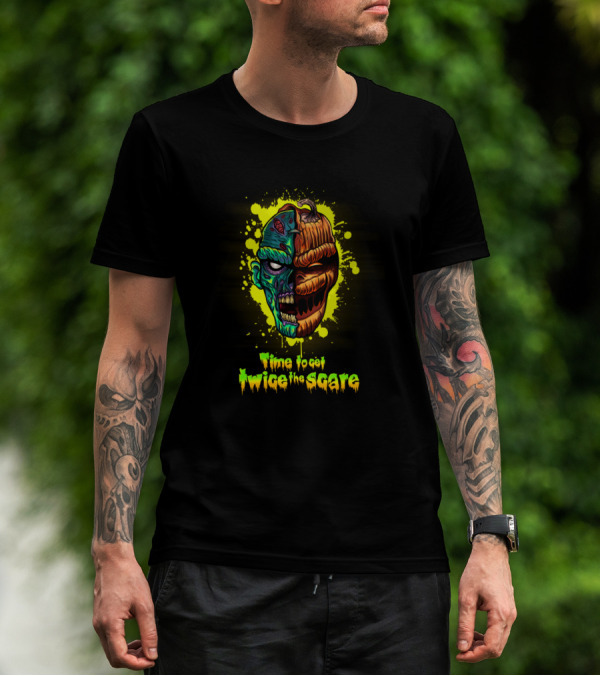 Time To Get Twice The Scare Zombie And Pumpkin Face Duo T-Shirt