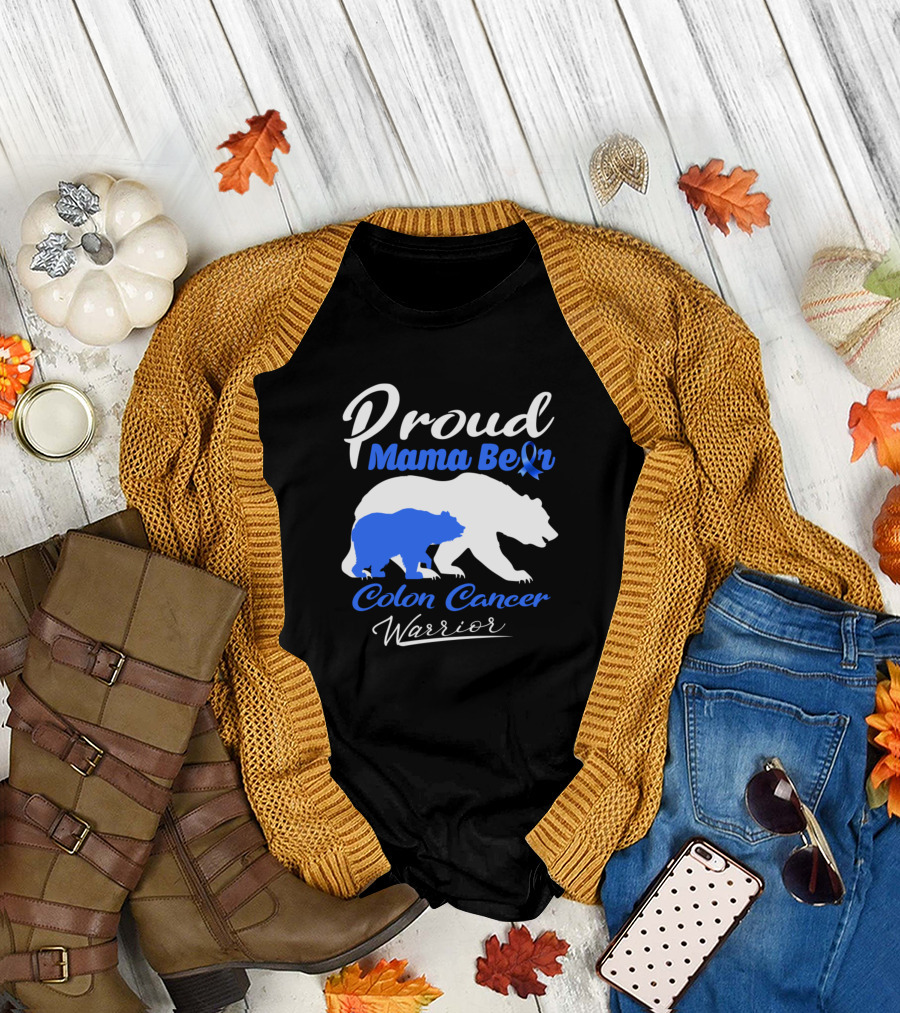 Proud Mama Bear Colon Cancer Warrior T-Shirt