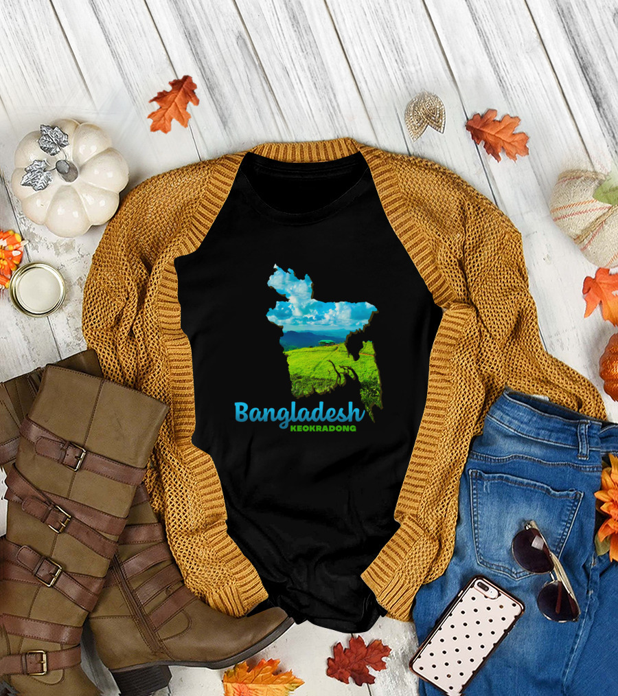 Bangladesh Keokradong Scenic Landscape Map T-Shirt