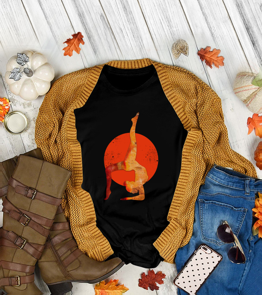 Ballet Dancer Silhouette in Front of Red Circle T-Shirt