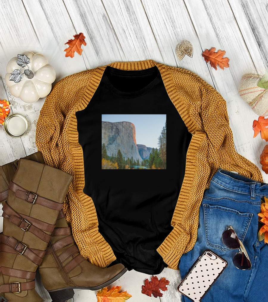 Beautiful View of Yosemite National Park California El Capitan and Forest Landscape T-Shirt