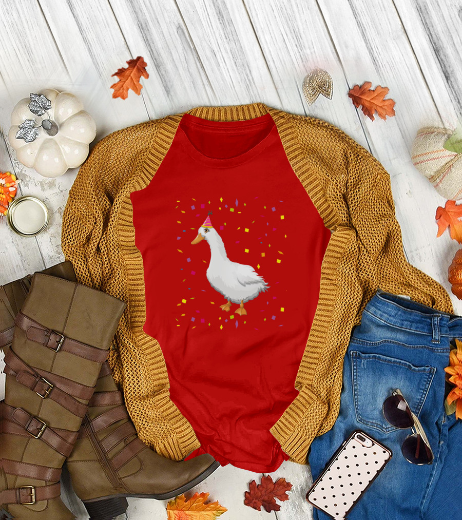 Birthday Duck Party Hat Confetti T-Shirt