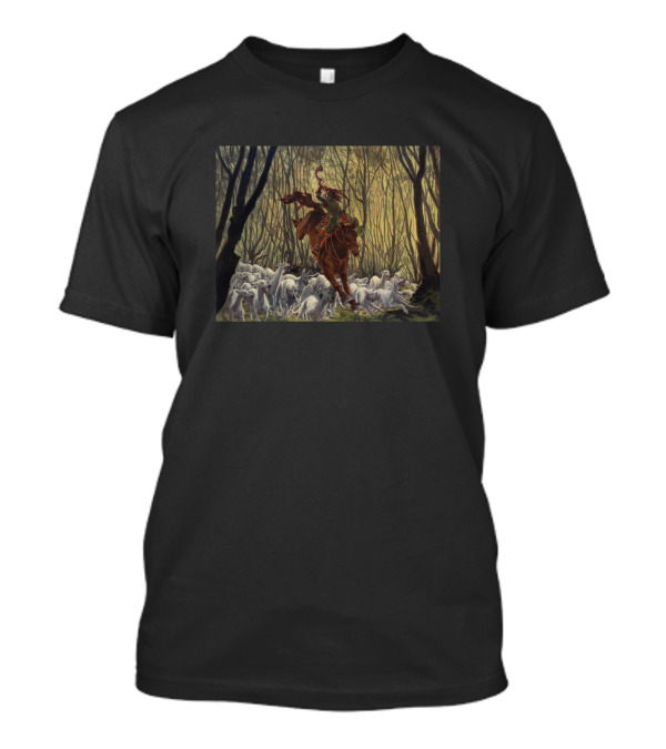 Grand Master Of The Hunt Forest Scene With Rider And White Hounds T-Shirt