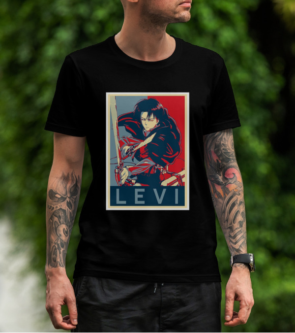 Levi Ackermann Poster Style Red Blue T-Shirt