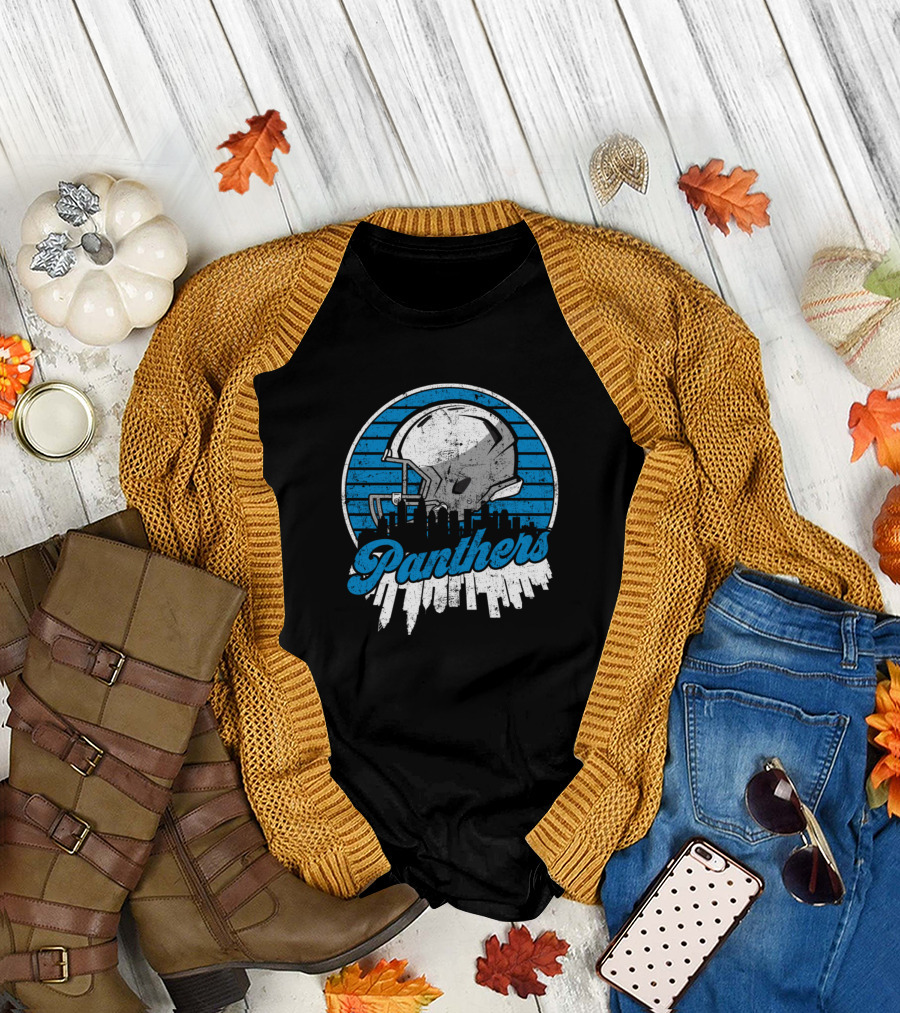 Panthers Football Skyline Helmet T-Shirt