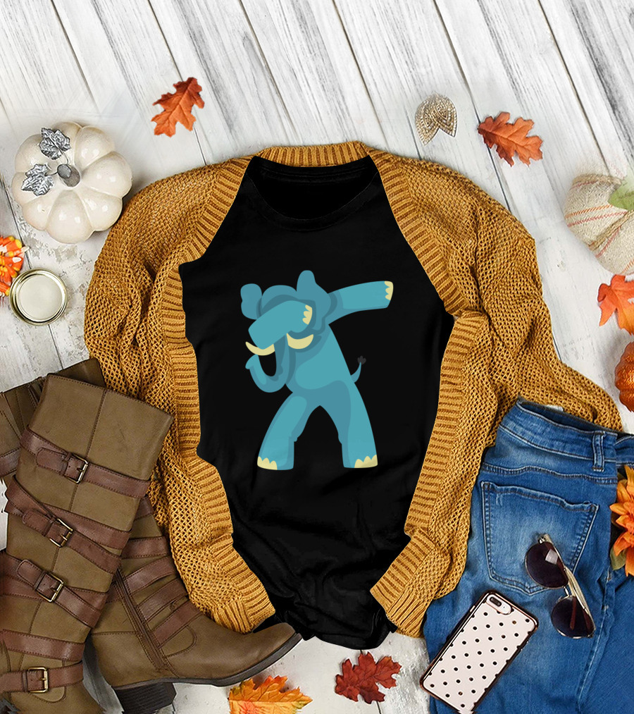 Elephant Dabbing Dance Pose Cartoon T-Shirt