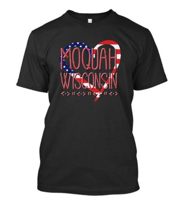 Moquah Wisconsin American Flag Heart T-Shirt