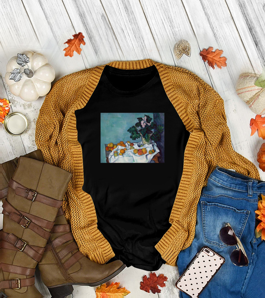 Paul Cezanne Still Life Apples and Primroses Classic Painting T-Shirt