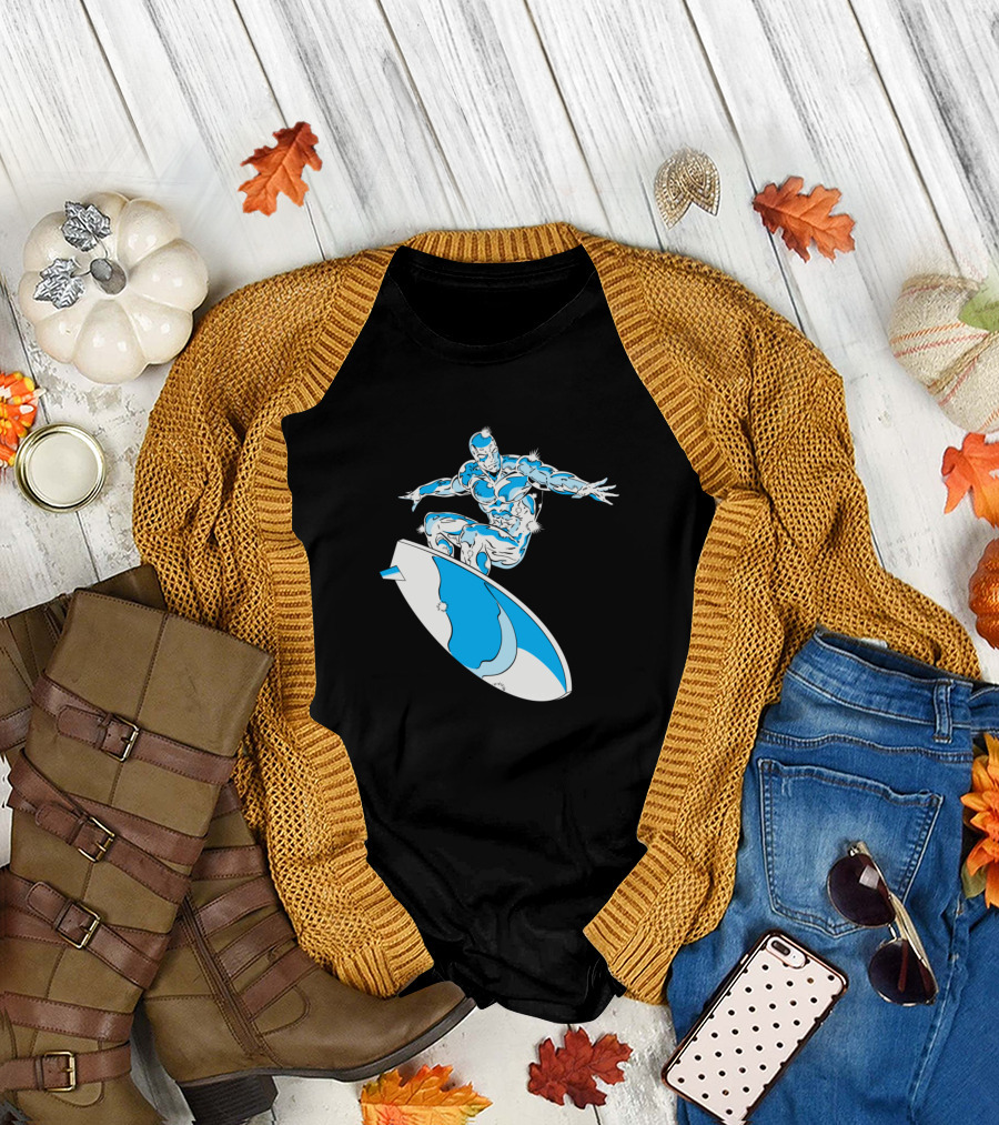 Surfin Time Silver Cosmic Surfer Rider T-Shirt