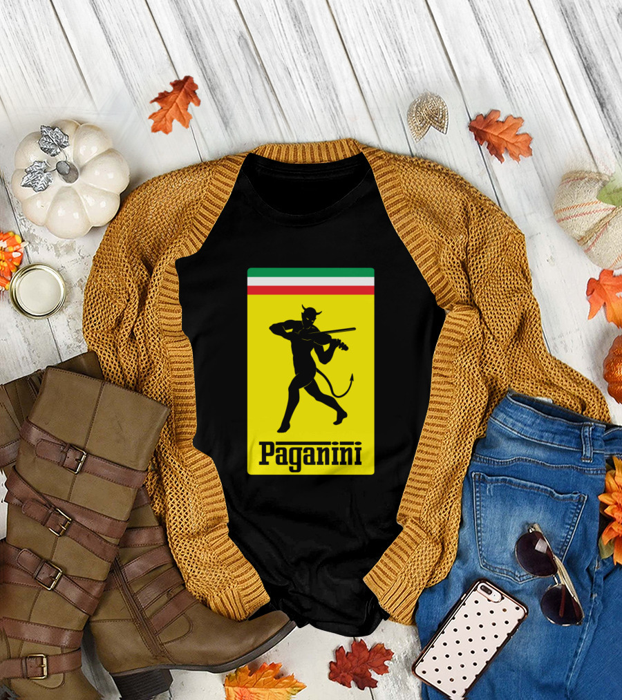 Paganini Devil Violinist Italy Flag Colors Ferrari T-Shirt