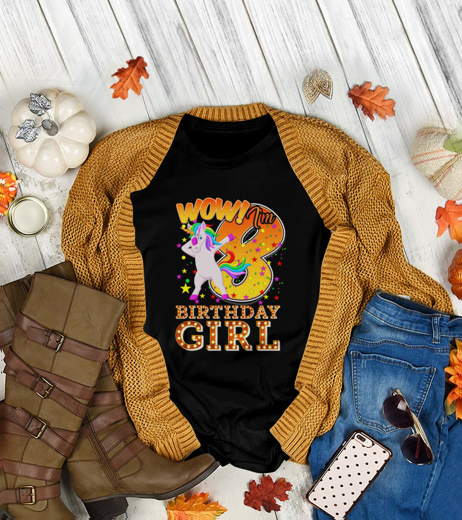Wow I'm 8 Birthday Girl Unicorn T-Shirt