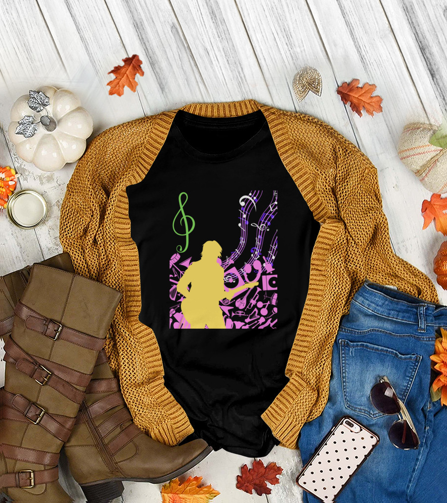 Treble Clef Guitarist Musical Harmony T-Shirt