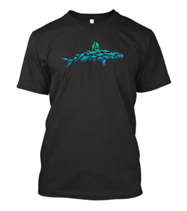 Retro Shark Blue Silhouette Schools T-Shirt