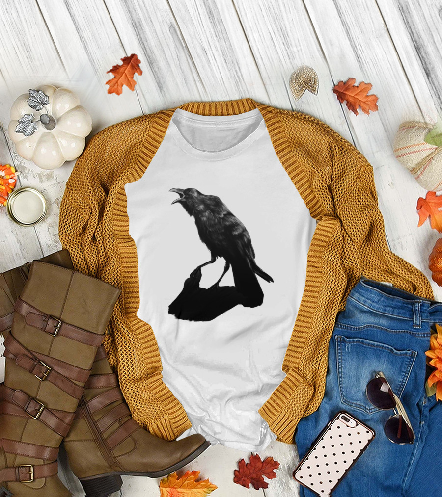 Raven Bird Shadow Black T-Shirt