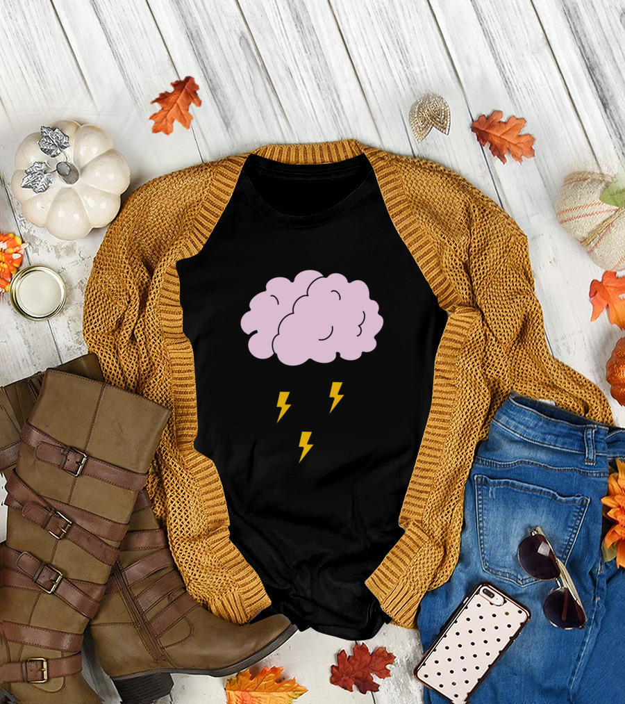 Brainstorming Cloud with Lightning Bolts T-Shirt