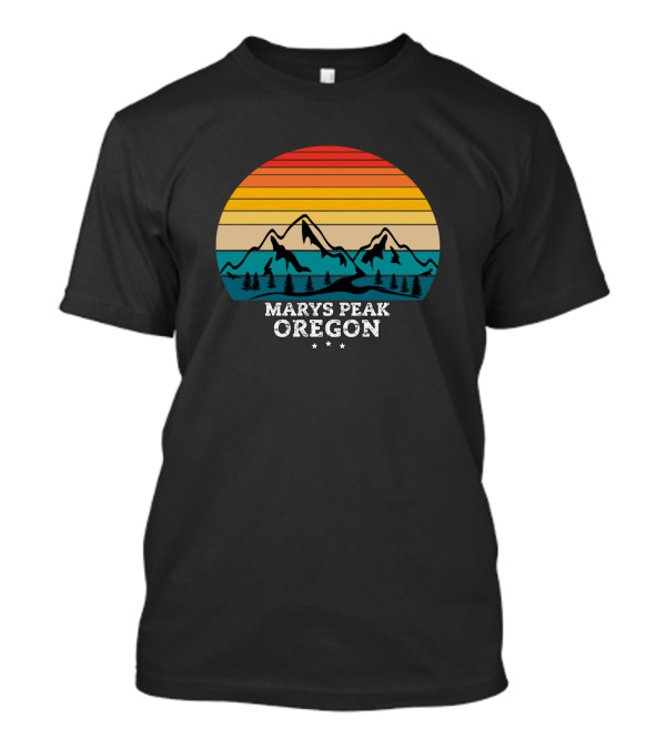 Marys Peak Oregon Retro Sunset Landscape With Mountains And Trees T-Shirt