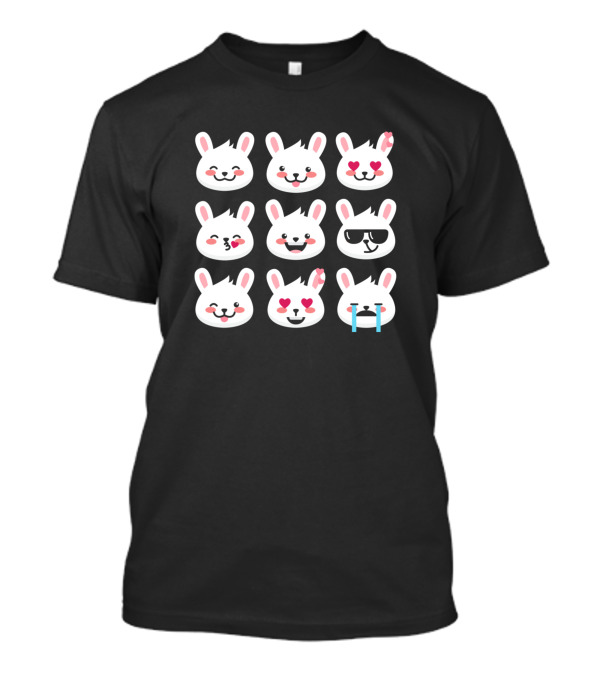 Rabbit Emojis Easter Day Funny Emoticon Bunny Faces Heart Sunglasses Tears T-Shirt