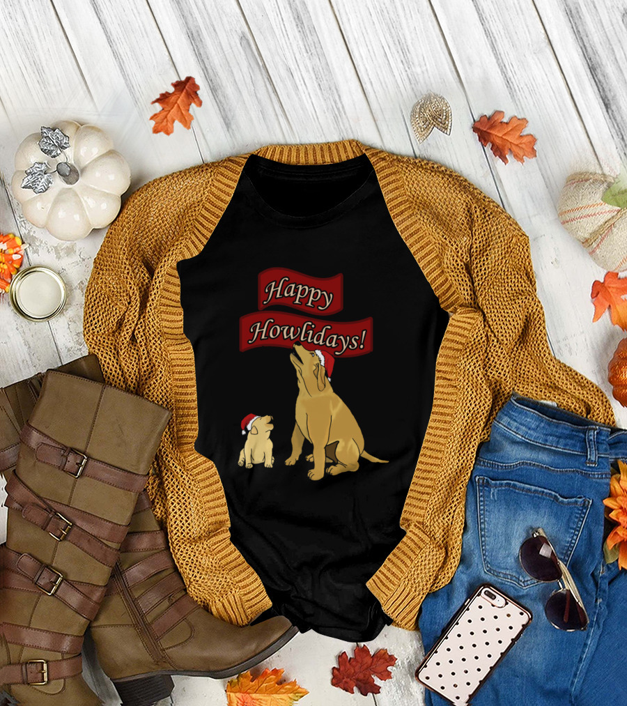 Happy Howlidays Christmas Dogs Tri Blend T-Shirt