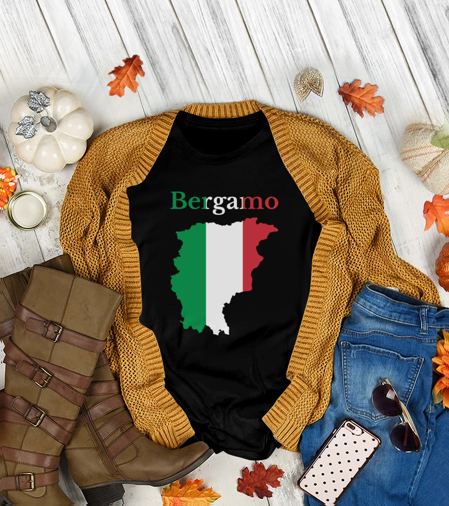 Bergamo Province Italy Map with Italian Flag Colors T-Shirt