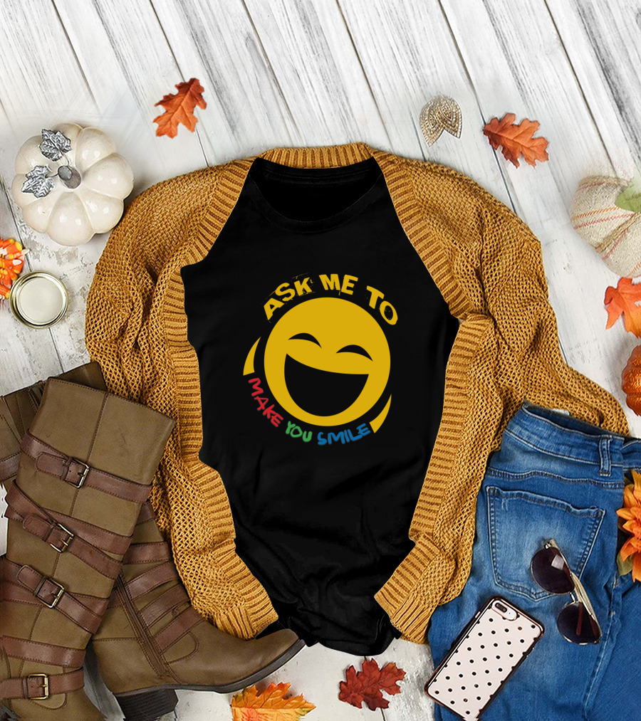 Ask Me To Make You Smile Face Emoticon T-Shirt