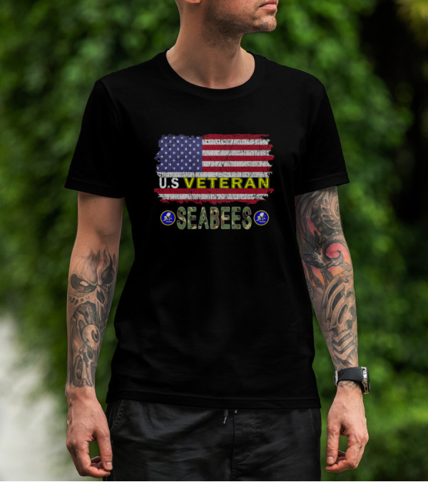 U.S. Veteran Seabees American Flag Honor T-Shirt