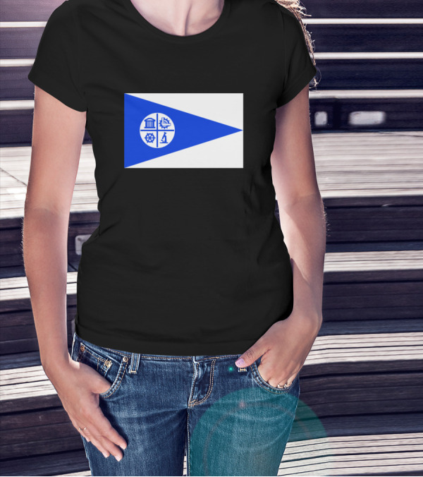 Flag Of Minneapolis City Symbol Blue And White Geometric T-Shirt