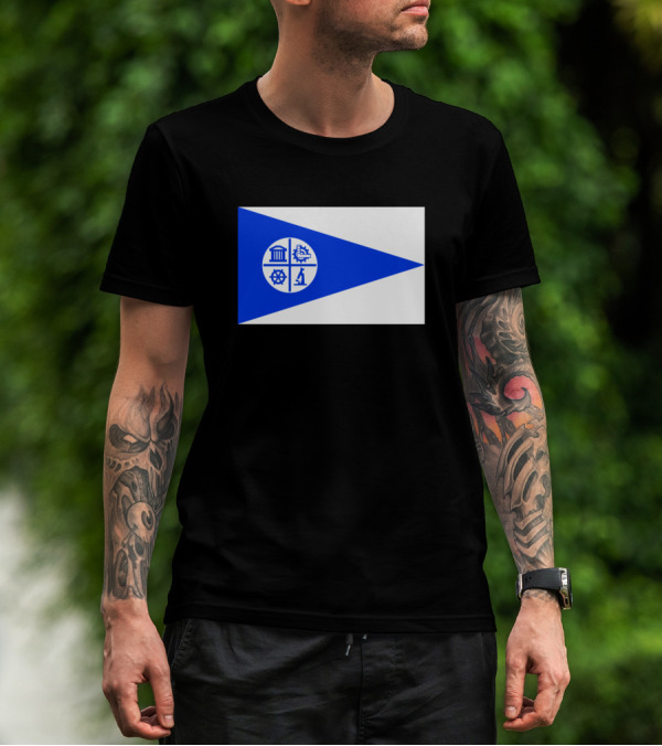 Flag Of Minneapolis City Symbol Blue And White Geometric T-Shirt