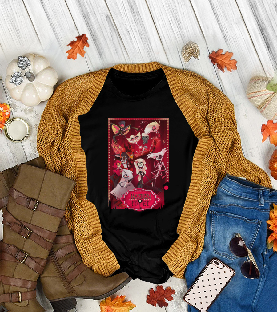 Welcome to Hazbin Hotel Characters in Red T-Shirt