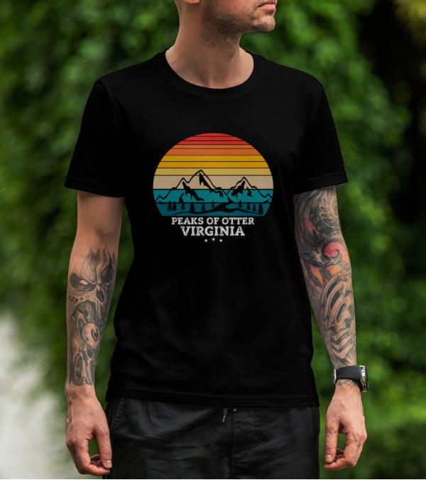 Peaks Of Otter Virginia Retro Mountain Sunset With Trees T-Shirt
