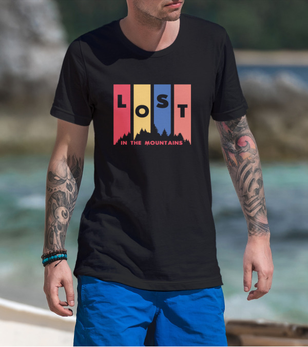 LOST IN THE MOUNTAINS Colorful Forest Stripes T-Shirt